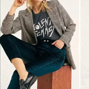 Free People Velour Cropped Flare Pants